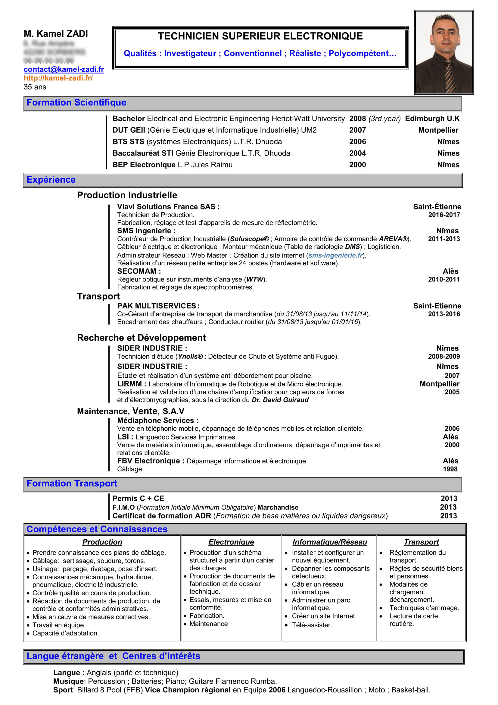 Mon CV Kamel ZADI